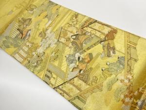 佐賀錦本金二重箔源氏物語絵巻図織出し袋帯